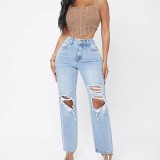 Holes Washed Casual Jeans GKNF-TS-7069