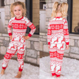 Christmas Print Contrast Color Parent-child HomeTwo Piece Set GSGS-0532
