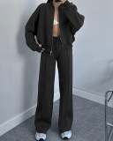 Solid Color Zipper Long Sleeve Pants 2 Piece Set SSNF-211348