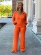 Solid Zipper Hoodies Pants Sport Two Piece Set ORY-5256