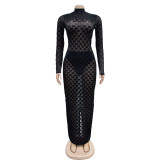 Solid Color Long Sleeve Slim Maxi Dress BY-6741