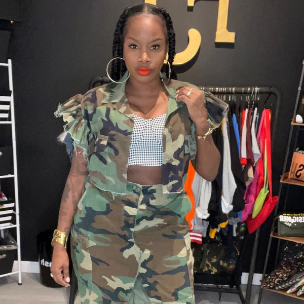 Camouflage Printed Ruffle Sleeve Jacket GNZD-9151TD