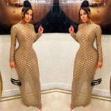 Solid Color Long Sleeve Slim Maxi Dress BY-6741