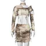 Sexy Contrast Color Crop Tops Halloween Set GNZD-9510SD