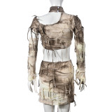 Sexy Contrast Color Crop Tops Halloween Set GNZD-9510SD