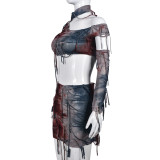 Sexy Contrast Color Crop Tops Halloween Set GNZD-9510SD
