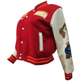 Thickened Embroidered Color Block Baseball Jacket CM-001