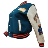 Thickened Embroidered Color Block Baseball Jacket CM-001