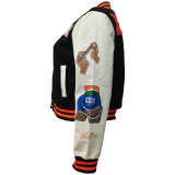 Thickened Embroidered Color Block Baseball Jacket CM-001