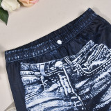 Print High Waist Straight Jeans GNZD-31348PY