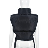 Zipper Stand Collar Bandage Vest Coat GNZD-9620TD