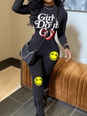Print Long Sleeve Slim Casual Jumpsuit GXJL-207
