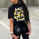 Casual Letter Print O Neck T Shirt GXJL-90110