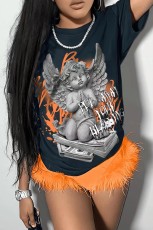 Angel Print O Neck T Shirt GXJL-40014