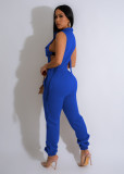 Solid Color Button Up Sleeveless Jumpsuit TE-4660