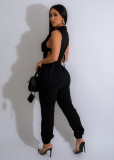Solid Color Button Up Sleeveless Jumpsuit TE-4660