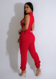 Solid Color Button Up Sleeveless Jumpsuit TE-4660