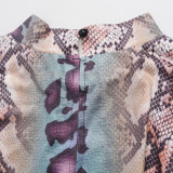 Snake Print Long Sleeve Sim Tight Jumpsuit GSZM-A20189J