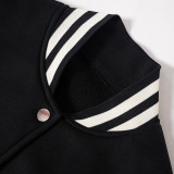Color Block Short PU Leather Baseball Coat GSZM-K23TP377