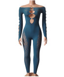 One Shoulder Hollow Out Skinny Yoga Jumpsuit GYDE-YDT023