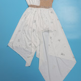 Sleeveless irregular patchwork Hot Drill Romper NY-2929