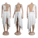 Sleeveless irregular patchwork Hot Drill Romper NY-2929