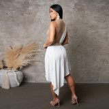 Sleeveless irregular patchwork Hot Drill Romper NY-2929