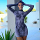 Casual Print Slim Long Sleeve Mini Dress BLG-D3612954K