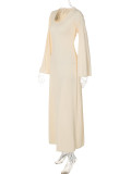 U Neck Back Tie Up Maxi Dress BLG-D3813936K