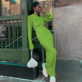 Solid Color Long Sleeve Slim Maxi Dress BLG-D269186A
