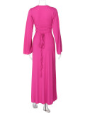 U Neck Back Tie Up Maxi Dress BLG-D3813936K