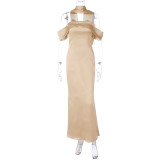Solid Color Sexy Backless Zipper Tube Tops Dress BLG-D3512742A