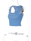 Letter Hot Drill U Neck Tank Tops BLG-T1C7520K