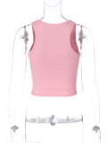Letter Hot Drill U Neck Tank Tops BLG-T1C7520K