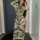 Fashion Backless Long Sleeve Print Midi Dress BLG-D144890K