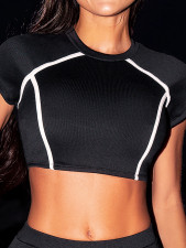 Casual Patchwork Short Sleeve Two Piece Swimsuit CSYZ-395