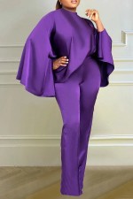 Fashion Long Sleeve Poncho Two Piece Pant Set LS-0402