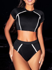 Casual Patchwork Short Sleeve Two Piece Swimsuit CSYZ-395