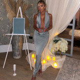 Sexy V-neck Backless Sleeveless Maxi Dress BLG-D238018K