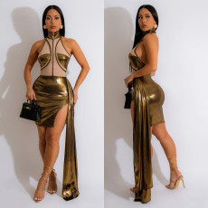 Sexy Sleeveless Patchwork Mini Dress BY-6358
