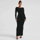 Long Sleeve Backless Tie Up Maxi Dress BLG-D3914074A