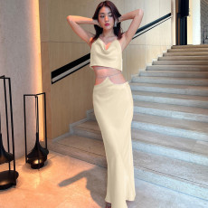 Sexy Backless Tube Tops And Skirt Two Piece Set BLG-S258739A