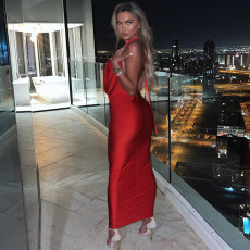 Sexy V-neck Backless Sleeveless Maxi Dress BLG-D238018K