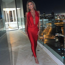Sexy V-neck Backless Sleeveless Maxi Dress BLG-D238018K