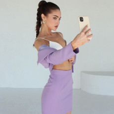 Fashion Short Blazer And Skirt Two Piece Set BLG-S2810079K