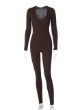 Long Sleeve V Neck Sport Jumpsuit BLG-P3914317A