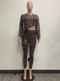 Colorful Knits Long Sleeve Two Piece Pants Set YMEF-51055