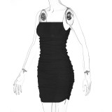 Sexy Sling Pleated Mini Dress BLG-D114534A
