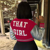 Embroidered Color Block Spliced Baseball Jacket MDF-5390