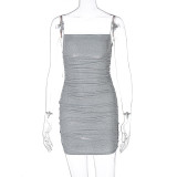Sexy Sling Pleated Mini Dress BLG-D114534A